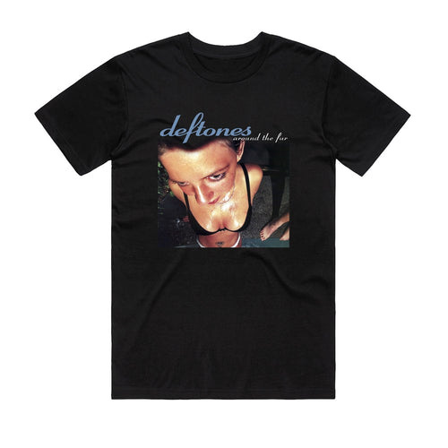 The Deftones Around the Fur T-Shirt BLK LGE by Blue Dog Posters features the iconic album cover art with band and album names above. A must-have for fans seeking standout alternative rock merchandise.