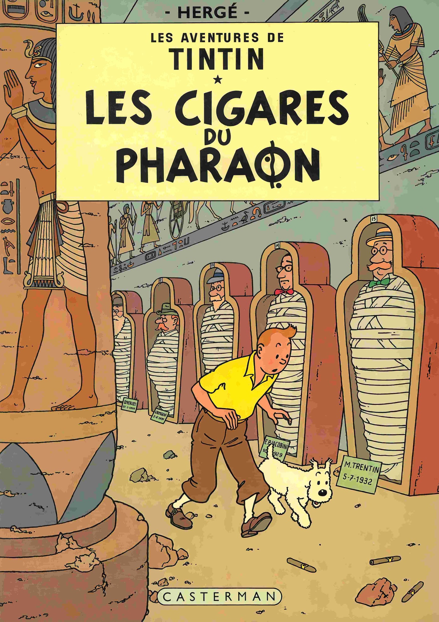 This A3 “Aventures de Tintin Les Cigares du Pharon” poster by Blue Dog Posters shows Tintin and Snowy in an Egyptian tomb. Printed on 250gsm satin paper—perfect for collectors!.