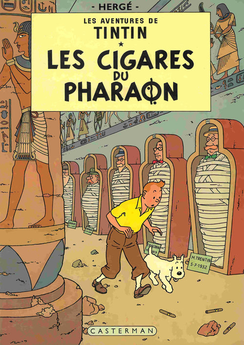 This A3 “Aventures de Tintin Les Cigares du Pharon” poster by Blue Dog Posters shows Tintin and Snowy in an Egyptian tomb. Printed on 250gsm satin paper—perfect for collectors!.