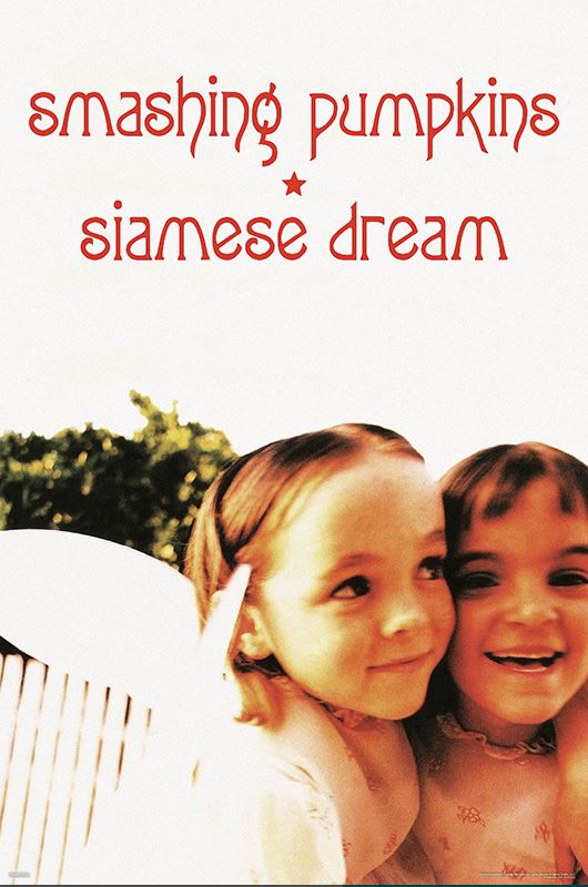 The album cover for "Siamese Dream" by Smashing Pumpkins displays two young children joyfully smiling and embracing against a bright, sunlit background. Ideal for any music collection, this alternative rock poster is printed on premium 150gsm gloss paper. This product is listed under the name Smashing Pumpkins Siamese from the brand MUS 242.