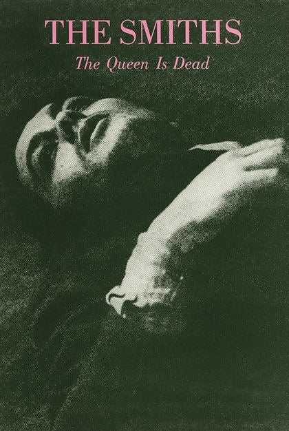 Our Music Collection offers the album cover "The Queen Is Dead" by The Smiths with a black-and-white reclining figure and pink text. Available as Large Regular Posters, printed on 150gsm gloss paper under brand MUS 311.