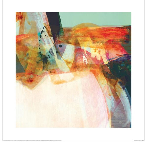 Experience a dynamic and visually stimulating scene with the Claire Chandler (Every so Often) from Blue Dog Posters. This abstract painting features vibrant, overlapping strokes and splashes of color in shades of red, orange, green, and white. Part of the Decor Series Collection, it emphasizes movement and texture without any discernible objects.