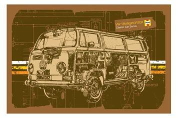 VW Transporter Combi Art Large - Regular Posters