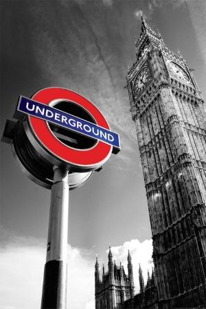 London UK - Big Ben Underground Sign Large - Regular Posters