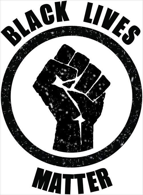 The Black Lives Matter Fist by ALT 049 features a black raised fist at the center of a black circle. The phrase "BLACK LIVES MATTER" is prominently displayed in bold, uppercase letters, with "BLACK LIVES" positioned at the top and "MATTER" at the bottom. An alternative poster design includes a weathered, distressed texture against a white background.