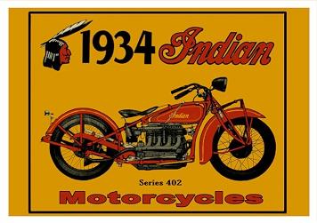 Indians Motocycle 1934 Small - A3 Posters