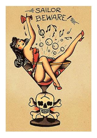 Tattoo Martini Girl Small - A3 Posters