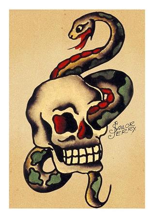 Tattoo Snake Skull Small - A3 Posters
