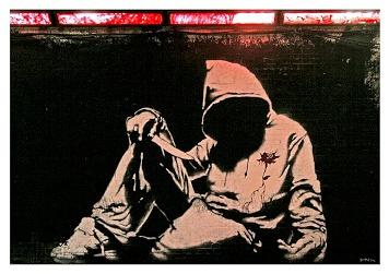 Banksy Hoodie Knife Small - A3 Posters