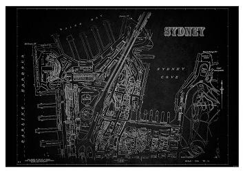 Vintage Map Neg Sydney Small - A3 Posters