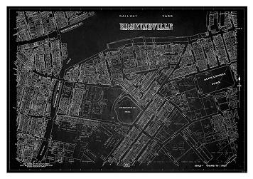 Vintage Map Neg Erskineville Small - A3 Posters