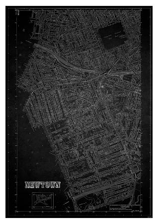 Vintage Map Neg Newtown Small - A3 Posters