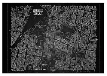 Vintage Map Neg Surry Hills Small - A3 Posters