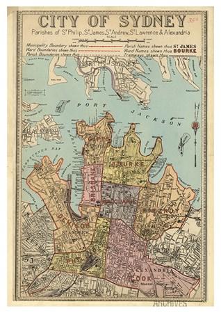 City of Sydney Map Small - A3 Posters