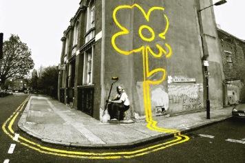 BANKSY - Yellow lines and Flower XL Artist Series