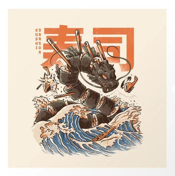 Great Sushi Dragon by ilustrata Large - Gallery Series