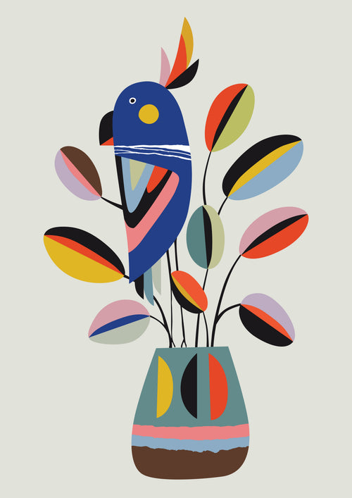 Rubber plant by Rachel Lee" by fap showcases a vibrant abstract print with geometric patterns and bold colors—part of the Featured Artists Collection.