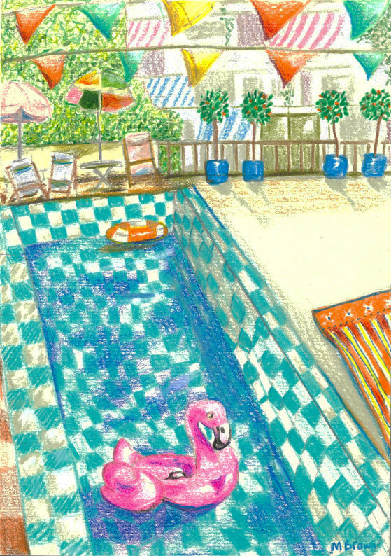 Flamingo Pool by Melanie Brown A5