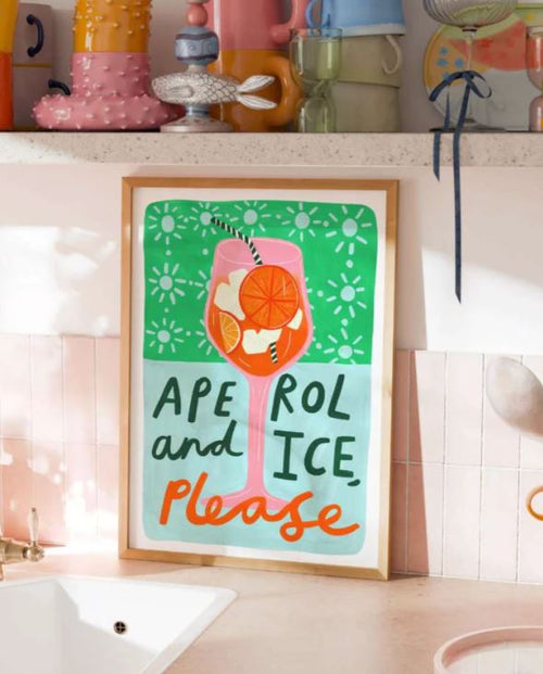 Aperol Cocktail Art Print by Kerrir Illustrates