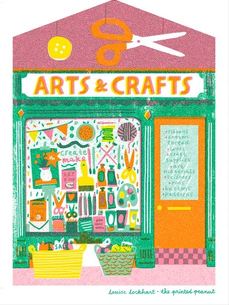Arts & Crafts Shop A4 Print by Printed Peanut