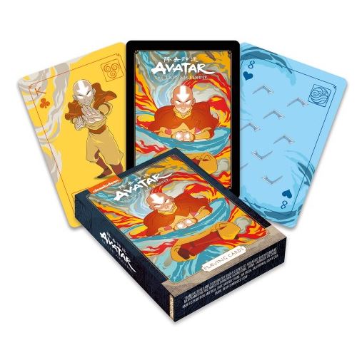 Avatar The Last Airbender Playing Cards by Blue Dog Posters feature Aang bending elements, vibrant designs, and a branded box—ideal for any card game and inspired by the hit Netflix animated series.