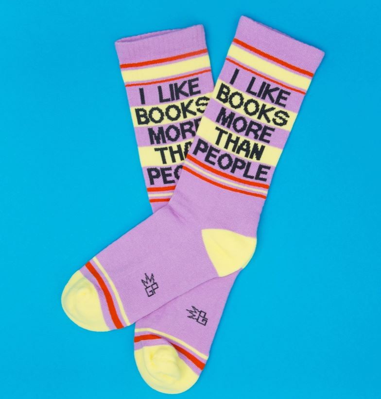 I Like Books More Than People Gym Crew Socks