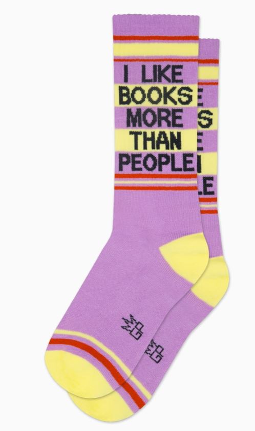 I Like Books More Than People Gym Crew Socks