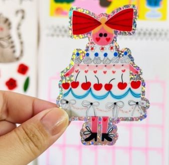 Cake Girl Glitter Sticker