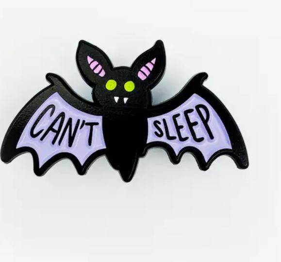 Cant Sleep Bat Enamel Pin – Blue Dog Posters