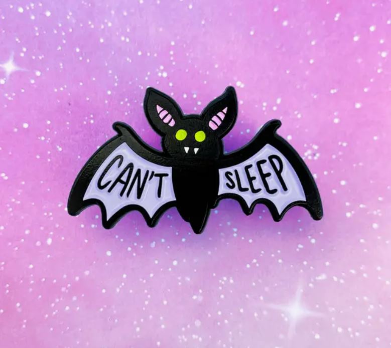 Cant Sleep Bat Enamel Pin – Blue Dog Posters