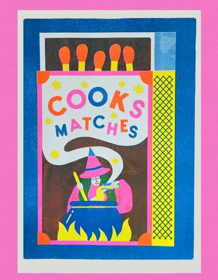 Witch Matchbox Riso Print by Naomi Wilkinson Illustration