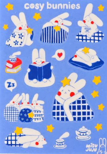 Sticker Sheet - Cosy Bunnies Misu Juju