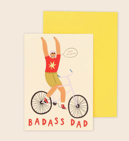 Badass Cyclist Dad Greeting Card