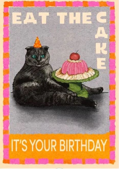 Eat the Cake Cat  Greeting Card
