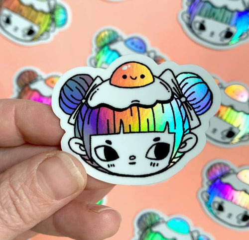 Egg Buns Holographic Vinyl Sticker
