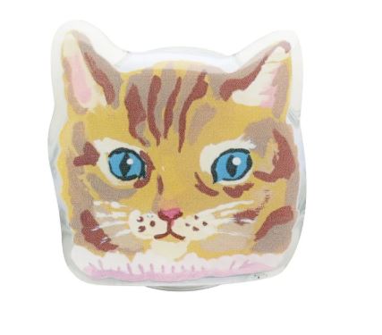 Decorate your MagSafe with the "Magnetic Phone Grip Cats - Maya" by Blue Dog Posters, featuring a colorful cat face with blue eyes, pink nose, and brown-tan fur on a white background.