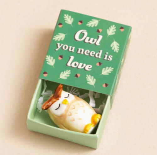 Tiny Match Box Ceramic Token - Owl