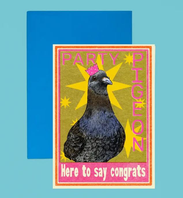 Party Pigeon Congratulations  Greeting Card