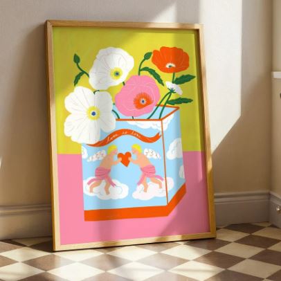 Poppies in Cherub Tin Art Print by Kerrie Illustrates