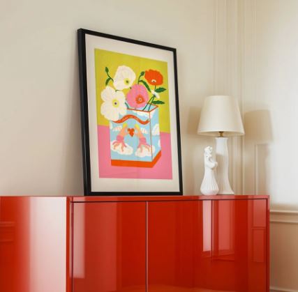 Poppies in Cherub Tin Art Print by Kerrie Illustrates