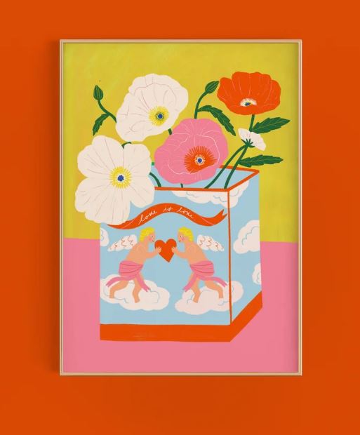 Poppies in Cherub Tin Art Print by Kerrie Illustrates