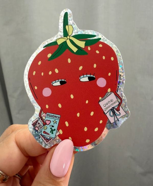 Strawberry - Glitter Vinyl Sticker
