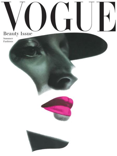 ALT's Vogue Beauty Issue poster features a stylized black-and-white female portrait with vivid pink lips and a wide-brimmed hat. "Beauty Issue" and "Summer Fashions" text make it perfect for any modern fashion or lifestyle collection.