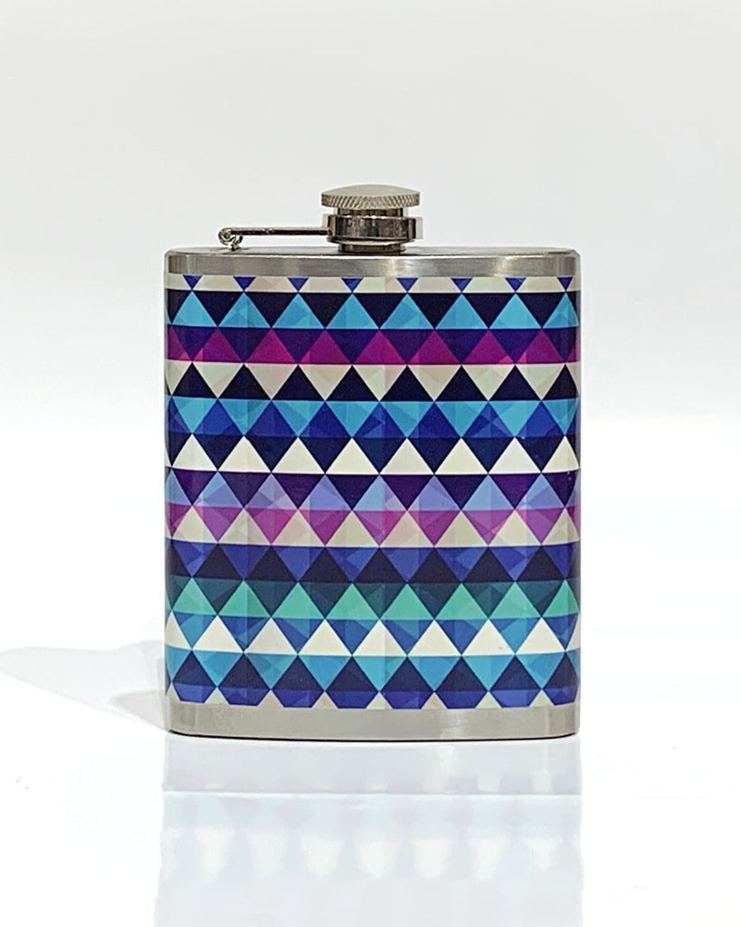 Geometric Blues - Hip Flask – Blue Dog Posters