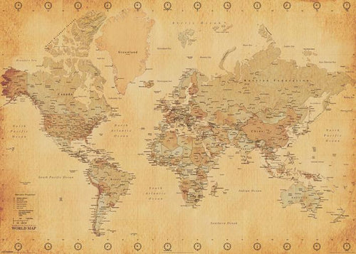World Map Vintage Huge - Giant Posters