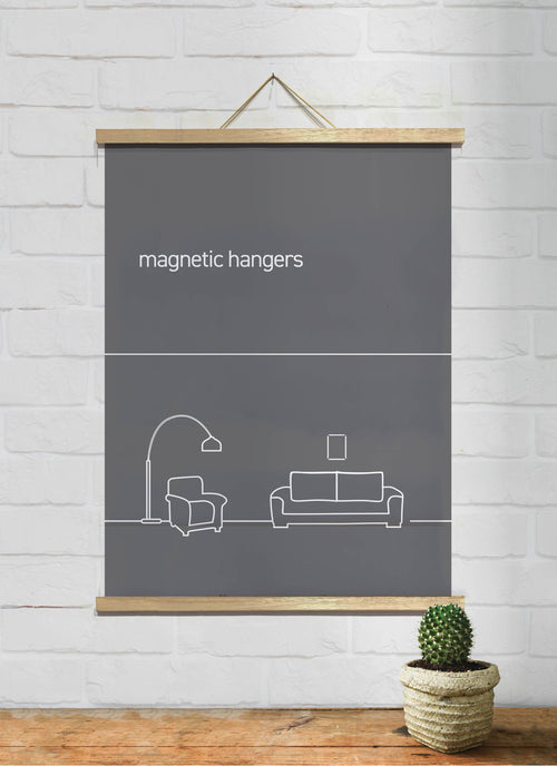 Magnetic Timber Hanger 61cm Pair Poster Hangers